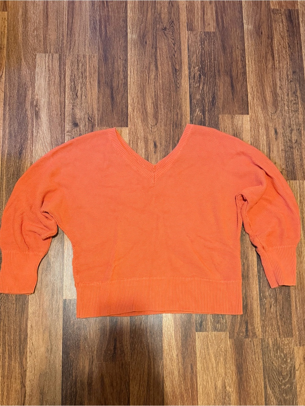 Anthropologie Coral-Orange V-Neck Sweater